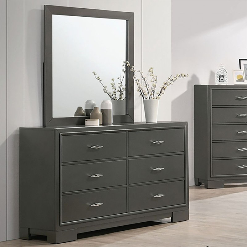 Commode 6 tiroirs l 57,5 po avec miroir Eaghton