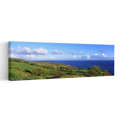 Parcours de golf, baie de Manalee, Lanai, Hawaï, États-Unis, art contemporain de paysage océanique tranquille