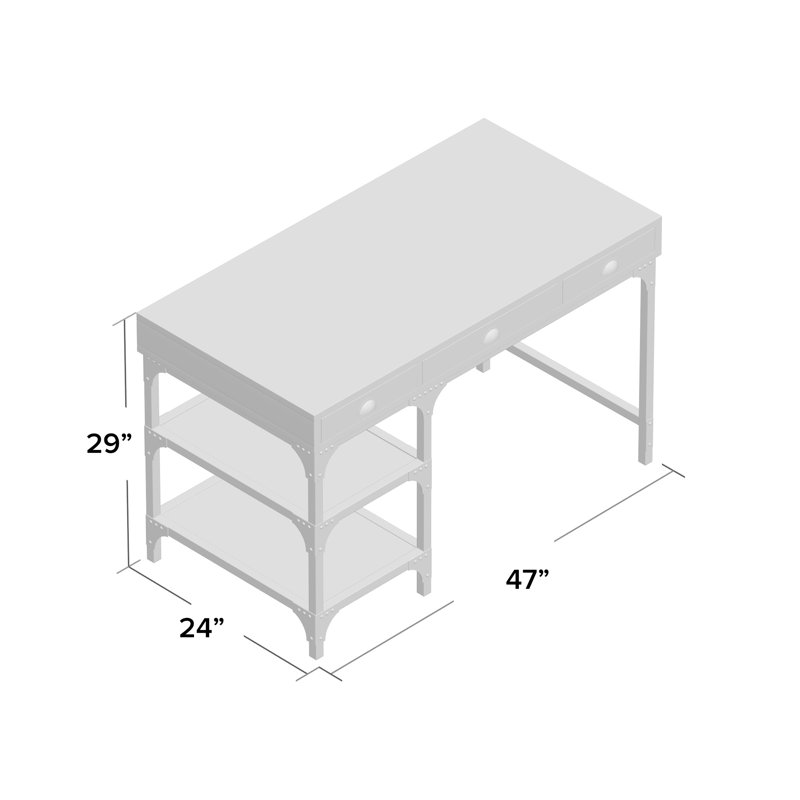Njall Metal Base Writing Desk, 29''H X 47''W X 24''D
