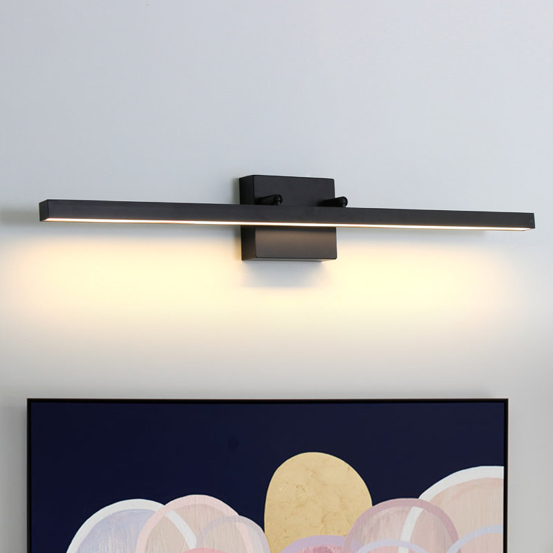 Barre d'éclairage de salle de bain 1 lumière à DEL à intensité variable avec éclairage de salle de bain 24 po Abud, Noir mat