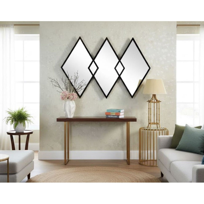 Castle Metal Wall Mirror, Noir, noir, noir, noir