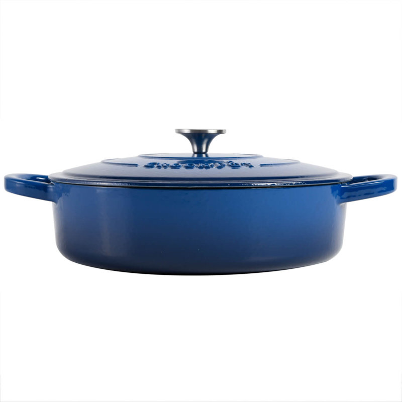 Braisière ovale en fonte 5 pintes avec couvercle, Bleu saphir