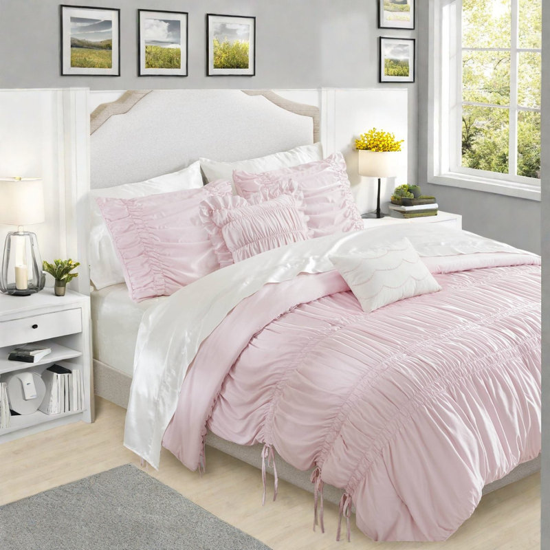 Ensemble de literie rose de qualité supérieure, 5 pièces en microfibre French Country Home Comfort