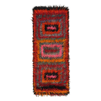 One-of-a-Kind 4’x10’6” 1950s Wool Area Rug