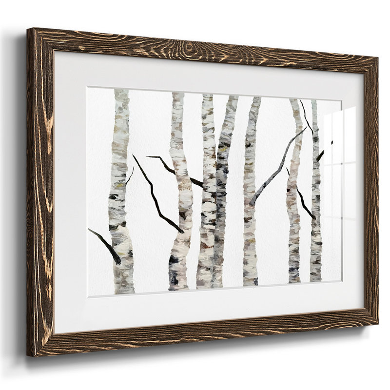Birch Trees II - reproduction encadrée rustique avec tableau mat, H 18 po x l 26 po x P 1,5 po, Noyer