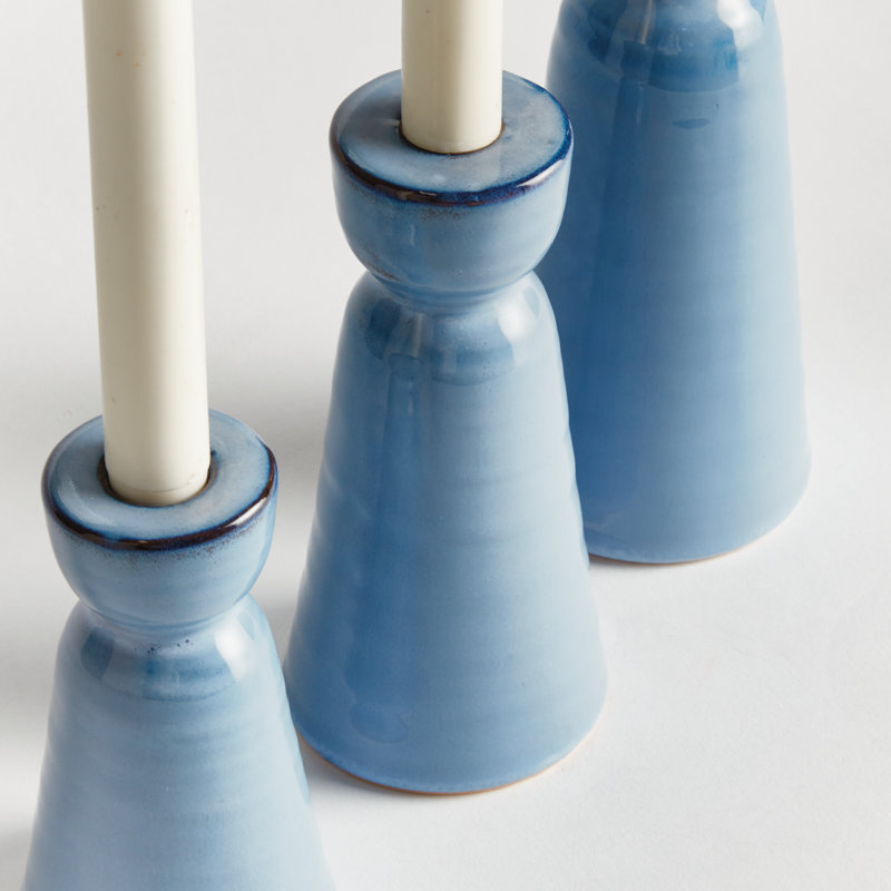 Libbey Taper Holders, Blue