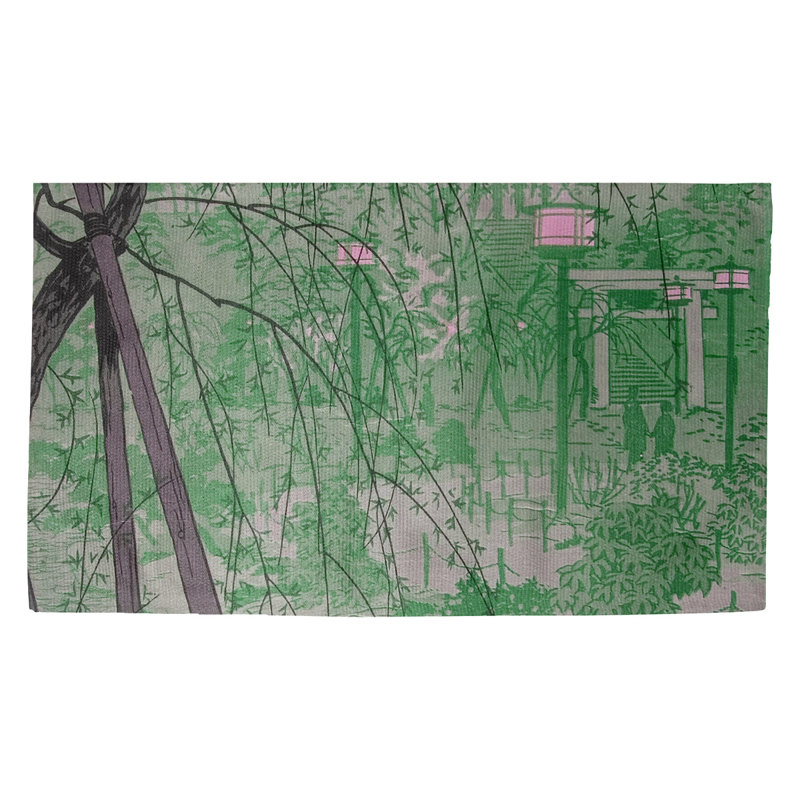 Tapis vert de shinobazu étang misty evening Maez, Rectangulaire 3 pi 3 po x 5 pi 3 po