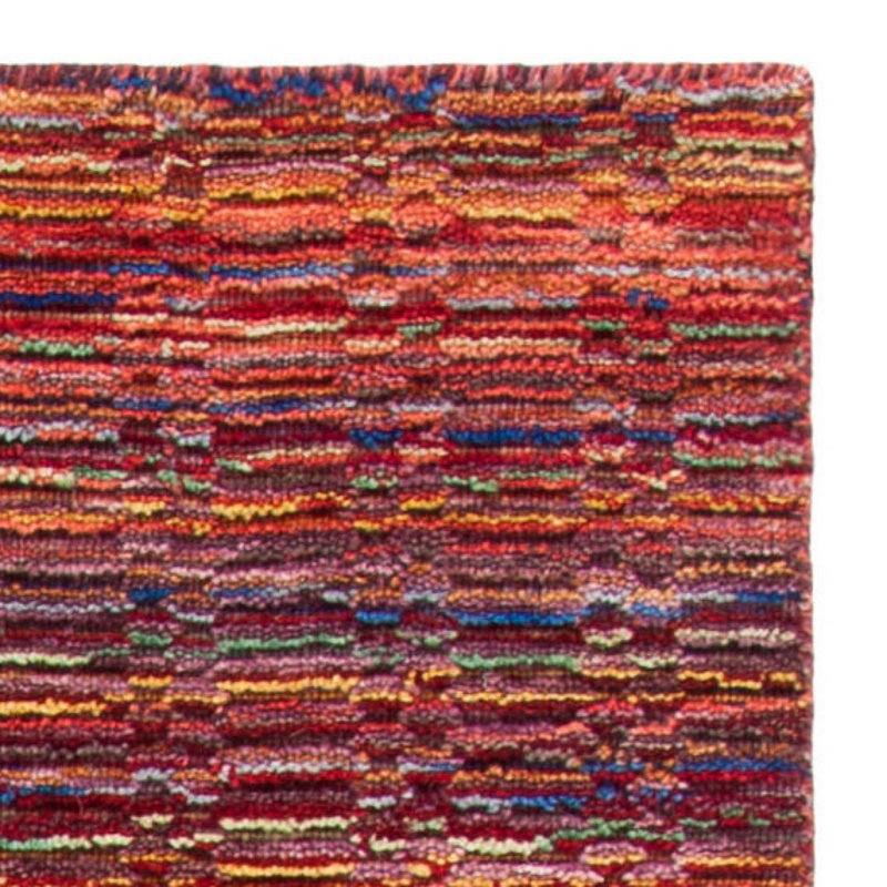 Tapis rouge / brun en laine Hossain, Carré 6 pi