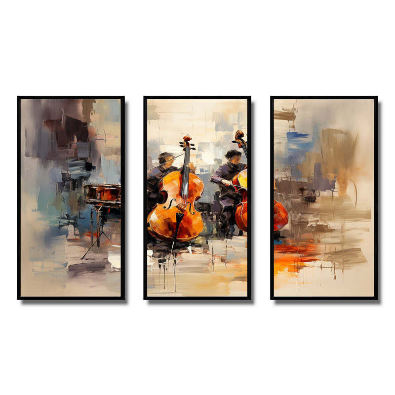 «Brown Brooding», Bourgogne, violoncelle, musique IV - musique, art mural, H 28 po x l 36 po, Cadre flottant noir