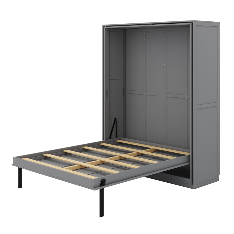 Lit escamotable Murphy avec supports de rangement dissimulés, Gris