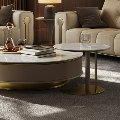 Modern light luxury round marble coffee table