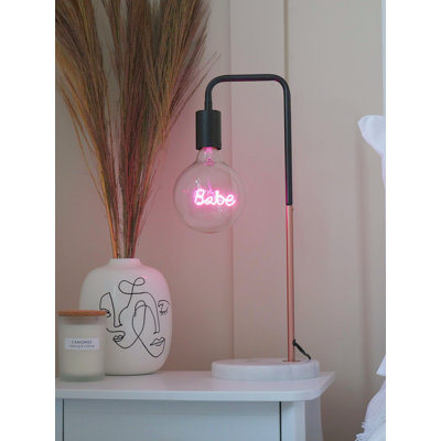 Stonehouse 51Cm Black/Copper Desk Lamp Set with Outlet