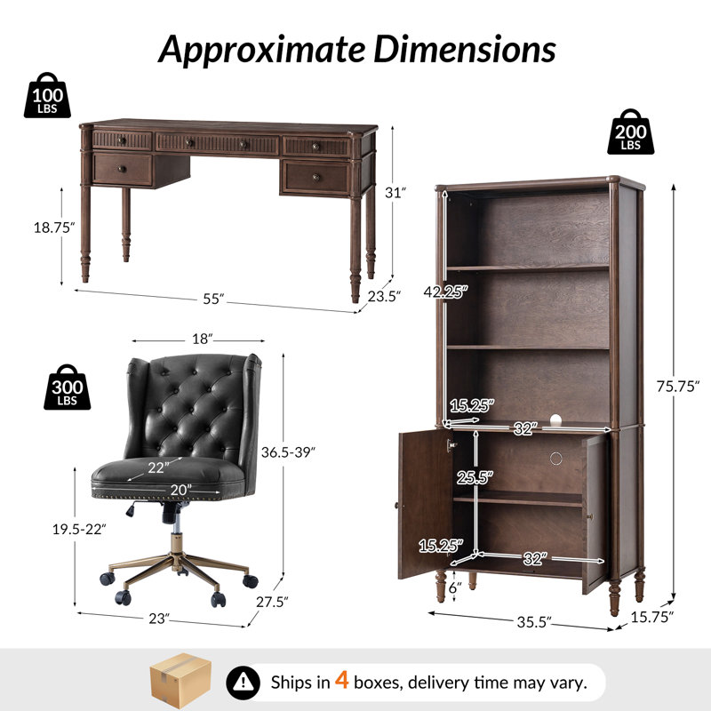 Ensemble de bureau à domicile 3 pièces Hoai