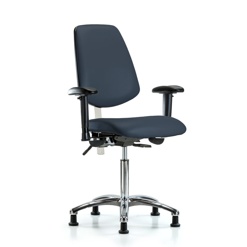 Chaise de tâches ergonomique Octavia, Patins, Bleu impérial, Non inclus