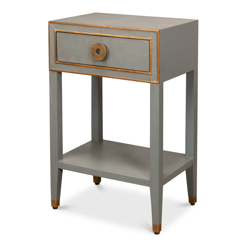 Shagreen 1 - Drawer Solid Wood Nightstand, Storm Gray