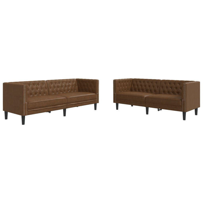 Ensemble de canapé Chesterfield brun