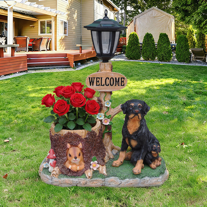 Statue jardinière Rottweiler