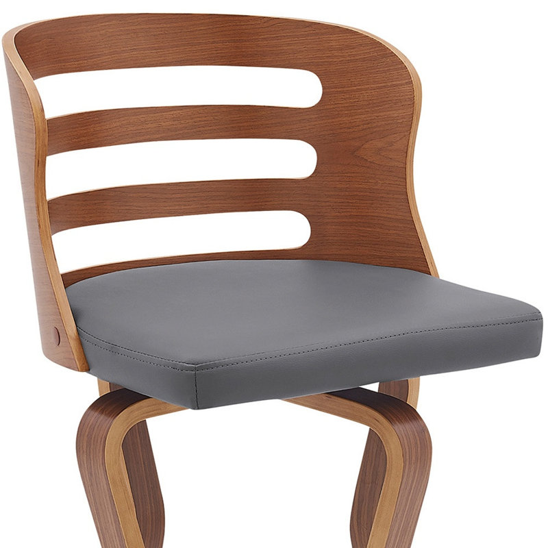 Chaise de bar 39 po, Siège gris / cadre brun