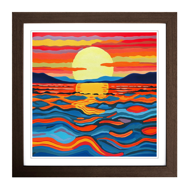 Sunrise Gouache Art No.2 - Framed Print, Walnut