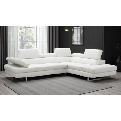 Antalya 2 - Piece Upholstered White Sectional