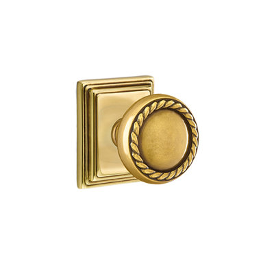Ensemble de boutons de passage Emtek avec rosette Wilshire et bouton en corde