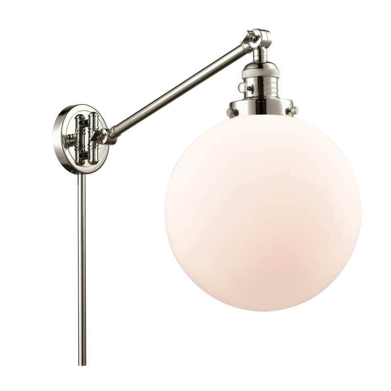 Bras articulé à 1 lumière à intensité variable Antsje, Blanc mat, Nickel poli, Ampoule non incluse