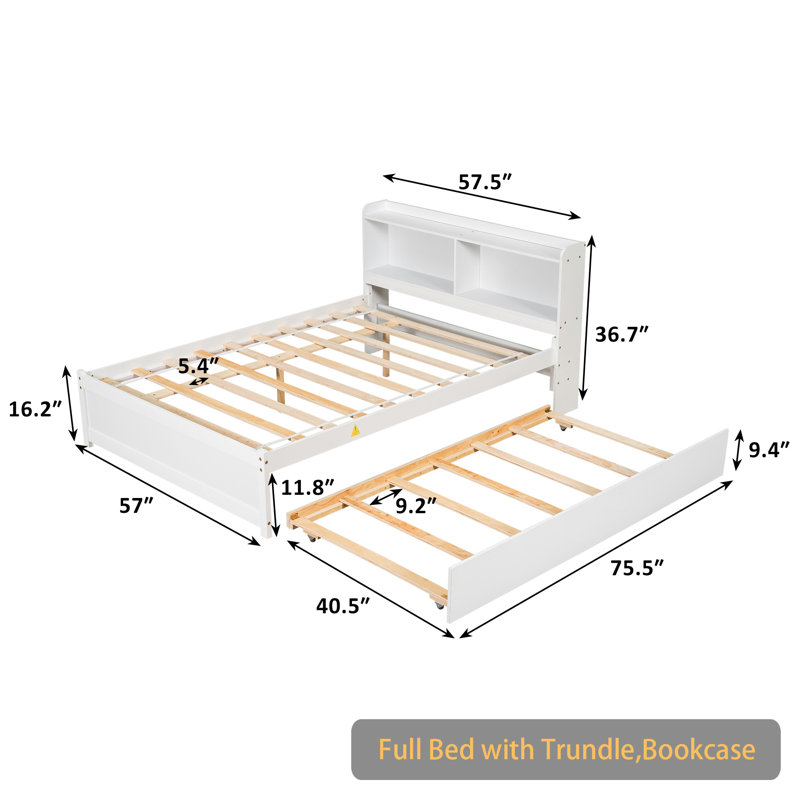 Lit plateforme double en bois massif, Blanc