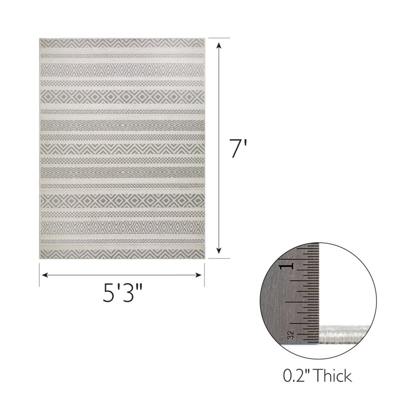 Leick Home Everald Multi-Pattern Indoor Outdoor Area Rug Rectangle, Rectangle 5'3" x 7'