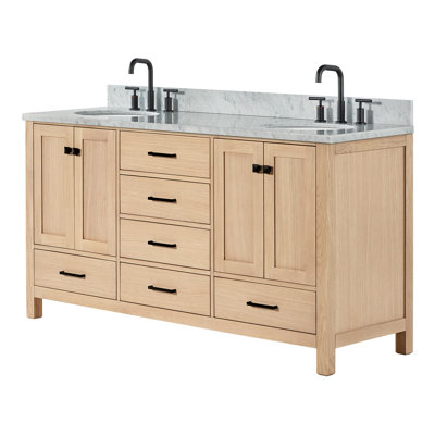 Flynt 67'' Double Bathroom Vanity with Carrara Marble Top