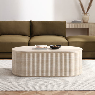 Modern Oval Fluted Coffee Table - 47.2"