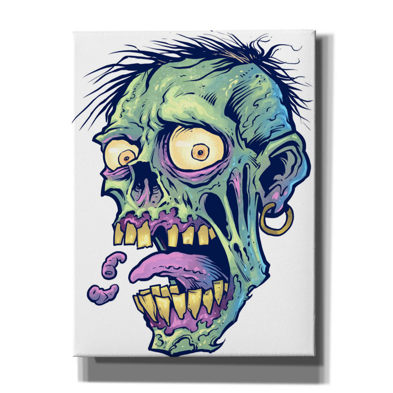 Tête de zombie Abdera, H 16 po x l 12 po x P 0,75 po