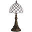 Mini lampe de table en verre coloré Tiffany perle cristal blanc perle style 8 x 17,5 pouces