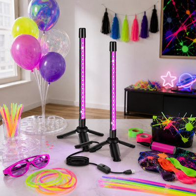 2-Pack Portable USB LED Blacklights with Desktop Stands, 5ft Cord and Switch | UV Lights for Halloween, Glow-in-the-Dark Parties, Birthdays, Body Paint, Fluorescent Posters and Bedrooms