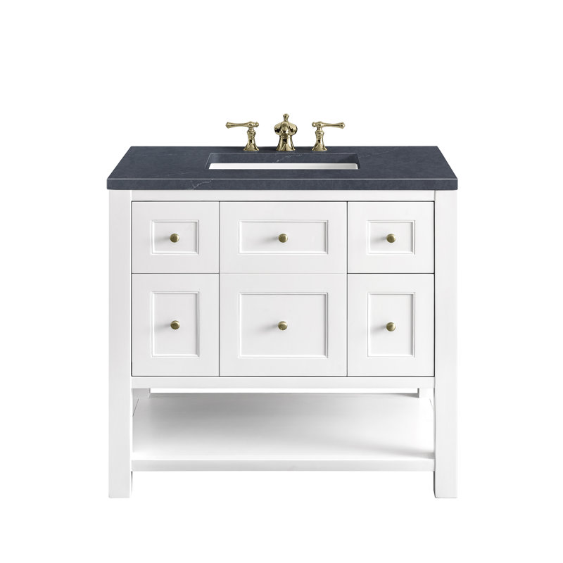 Breckenridge 36'' W Single Vanity, Bright White, Charcoal Soapstone, 8" Widespread