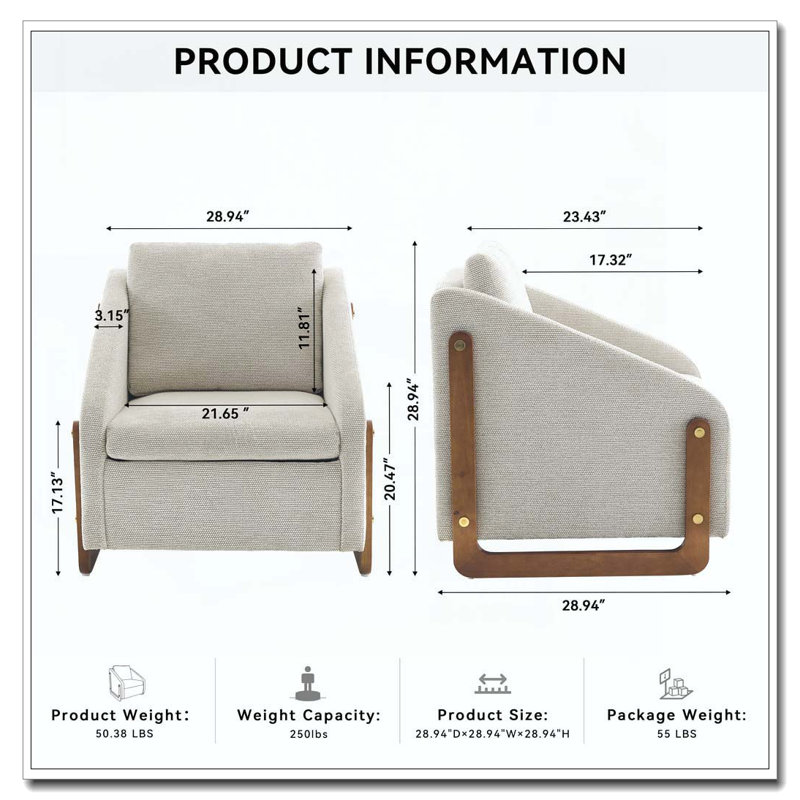Fauteuil rembourré Chenille, Beige