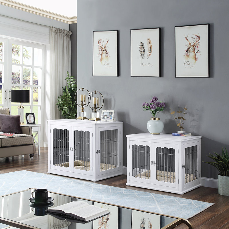 Caisse pour animal Hugh, Blanc, Grand (H 31,5 po x l 36,2 po x P 26,5 po)