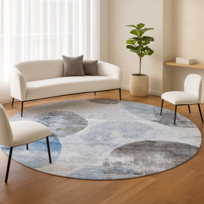 Machine Washable Indoor/Outdoor Chantille ACN2346 Abstract Rug, Round 8'