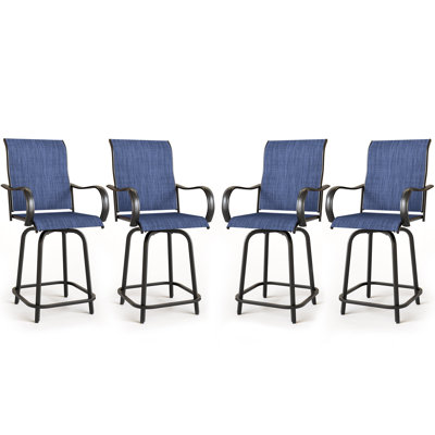 All-Weather PVC-Coated Polyester Swivel Patio Bar Height Stools