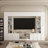 114.2" W Entertainment Center with LED Lights, Bookcases, Cabinets, and Open Shelves-1338253441