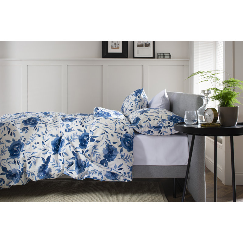 Cotton Floral Duvet Cover Set with Pillowcases, Kingsize - 2 Standard Pillowcases