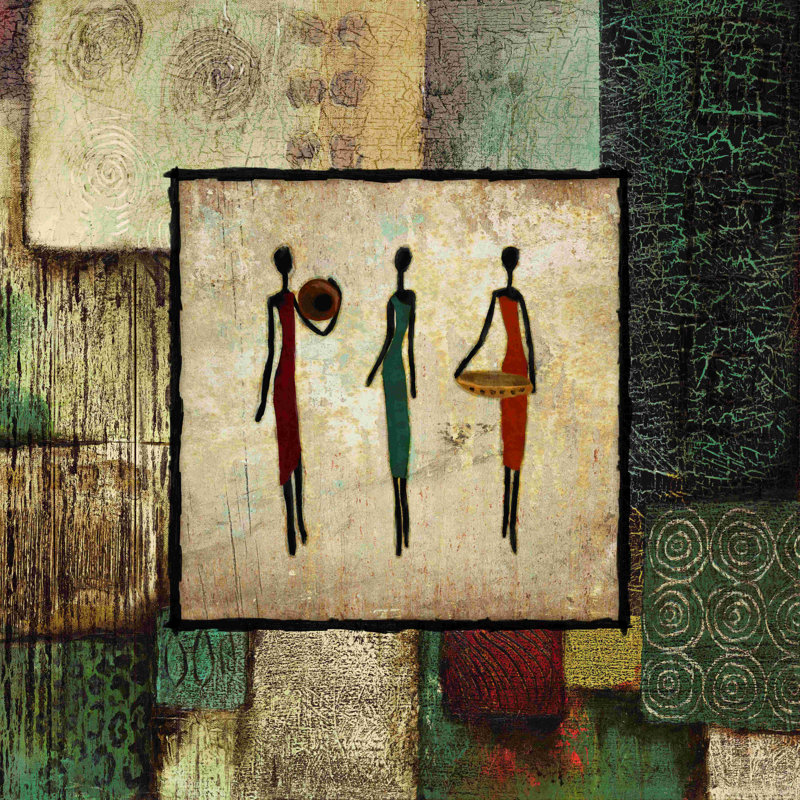 Trois dames - reproduction sur toile tendue, L 12 po x H 12 po