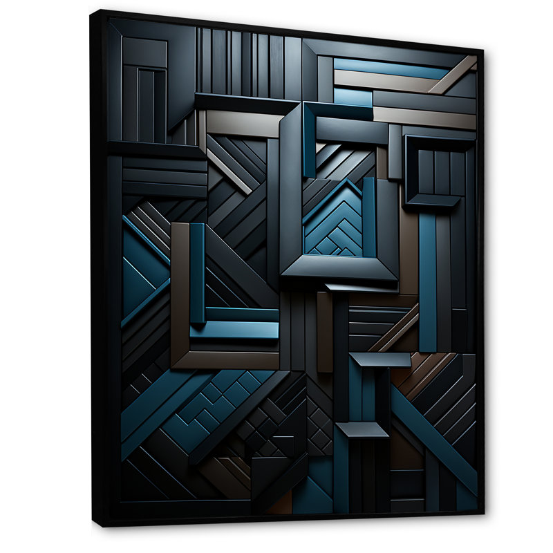 Onyx Opulence - art abstrait sur toile, Cadre flottant noir, H 40 po x l 30 po x P 1,5 po