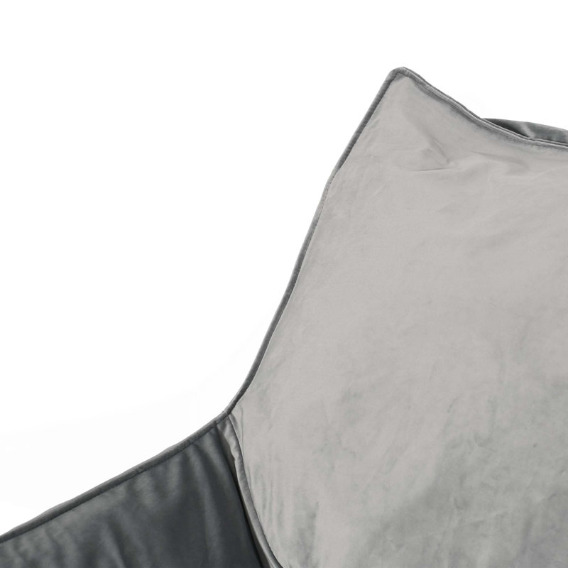 Fauteuil à billes en velours avec accoudoirs, H 43 po x l 40 po x P 40 po, Velours gris velours