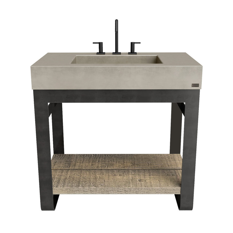 Outland 36'' W Single Vanity, Brushed Nickel, No Holes, Storm