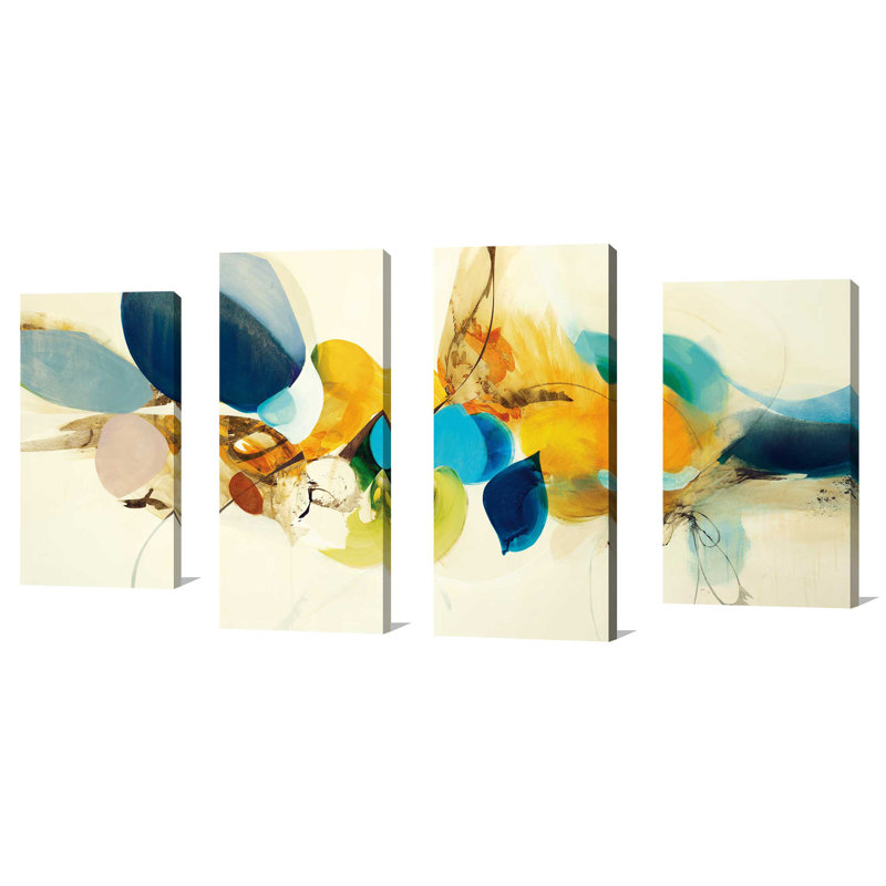 « Couleur candide »-ensemble de 4 reproductions d’art sur toile tendue, H 30 po x l 56 po x P 1 po