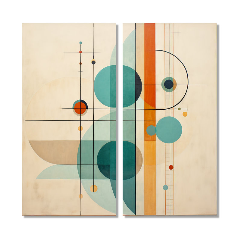 «Serendipity Abstract Mid-Century Geometrics V», art mural moderne sur toile, H 40 po x l 40 po, Toile tendue