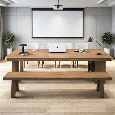 Modern Brown Rectangle Solid Wood Conference Table