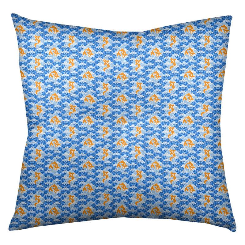 Coussin de sol Katelyn Elizabeth Koi, 26 x 26, Bleu