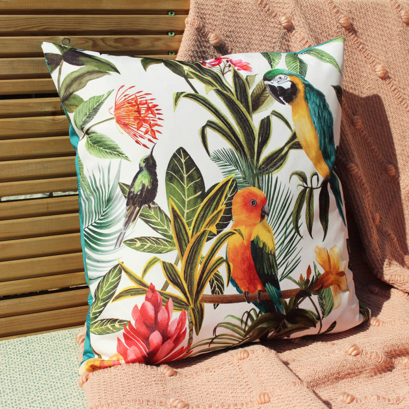 Indoor / Outdoor Floral Square Throw Pillow Cover
