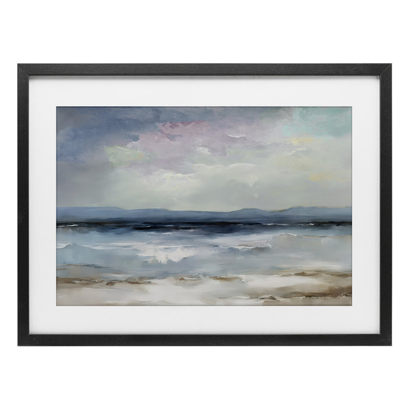 «Coastal Sea Of Sighs», reproduction sous verre encadrée, design par Annabelle Hall, H 14 po x l 20 po, Cadre noir minuit